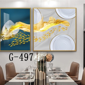 Picture file set of 2 abstract modern dining room - G-497