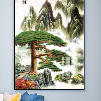 Huangshan Welcome Pine Entrance Background Wall