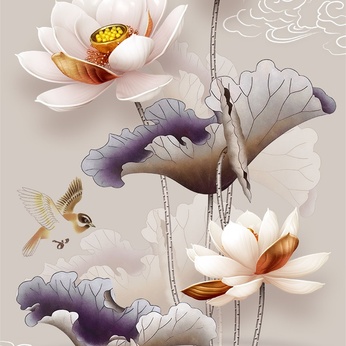 Hand-drawn lotus painting file - S0006