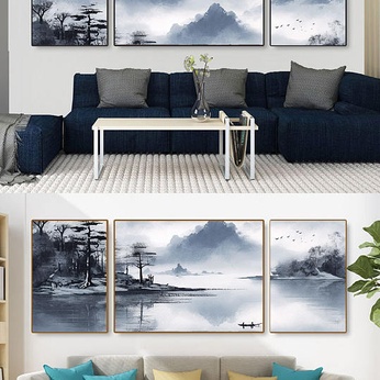 HD Chinese Wind Ink Landscape Painting Decorative Painting New Chinese Decorative Painting