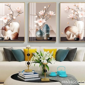 Picture file set of 3 magnolia vases - HG3005