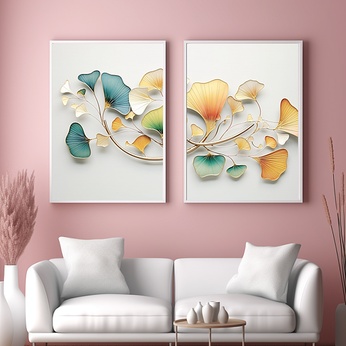 Contrast Color Simple Light Luxury Ginkgo Leaf Decorative Painting