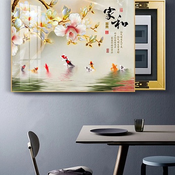 Modern Light Luxury Nine Fish House and Rich Electric Meter Box Painting