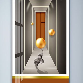 Space Elephant Geometric Decorative Painting Entrance