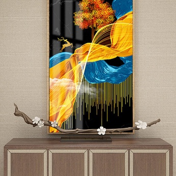 New Chinese style golden fortune tree elk entrance decorative painting