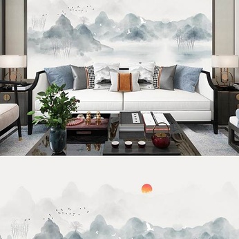 Chinese Style Background Landscape Painting