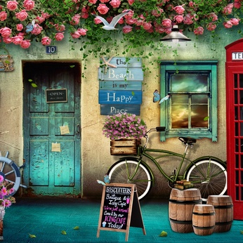 Nostalgic wall background painting file for cafe decoration - DT021