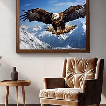 Atmospheric Snowy Eagle Soaring Photography Interior Decoration Painting