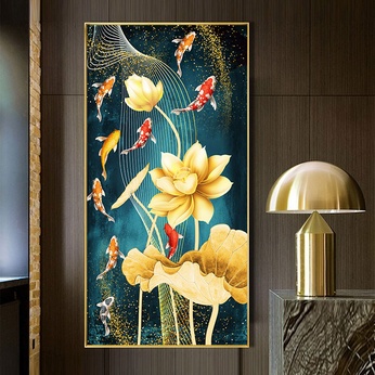 Carp lotus painting file - S013