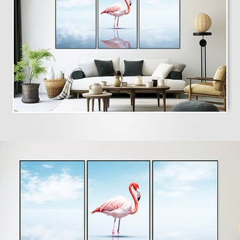 Seaside fashion flamingo animal ins wind combination decorative painting