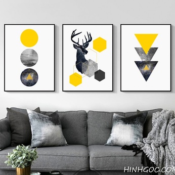 Picture file of 3 geometric abstracts and deer - HG3025