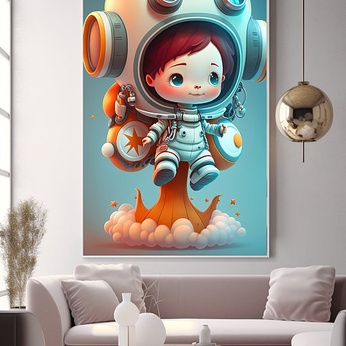 Creative Children's Q Edition Space Astronaut Decorative Painting