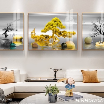 File of modern landscape paintings of deer ornamental stone - HG1050