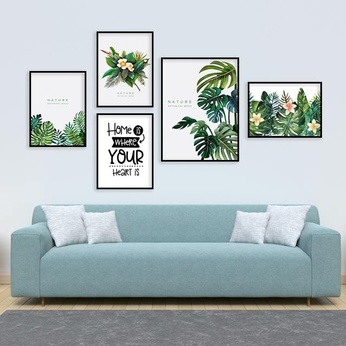 File of Set of 5 Tropical Leaf Paintings - 5G26