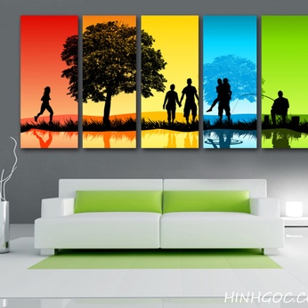 FILE OF 5 COLORFUL PAINTINGS - HG501