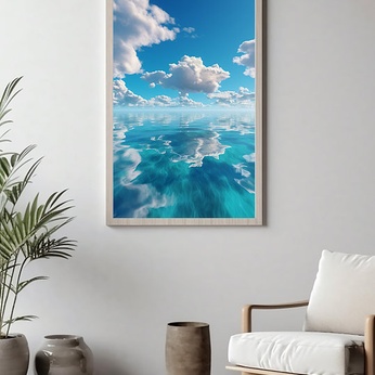 Blue sky and white clouds landscape decorative painting