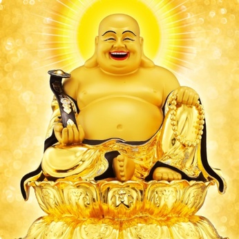 Yellow Maitreya Buddha painting file - HG176