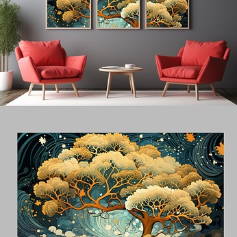 Romantic Fantasy Living Room Tree Decorative Painting