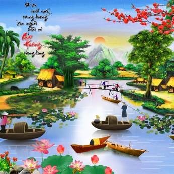 File of an oil painting of a Vietnamese rural landscape- 52279