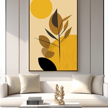 Geometric Abstract Leaf Indoor Living Room Decorative Painting