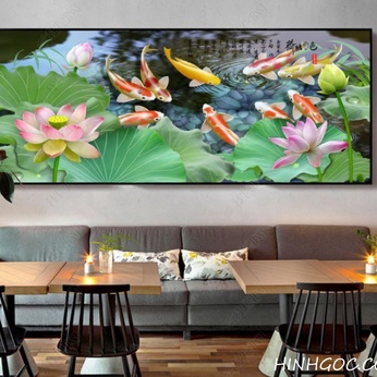 Carp lotus pond painting file - HG174