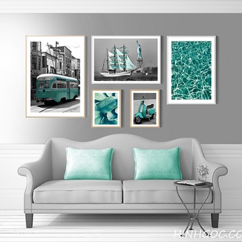 5-painting file combining turquoise media and nature - HG519