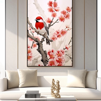 Chinese-style plum flower and bird interior decoration painting