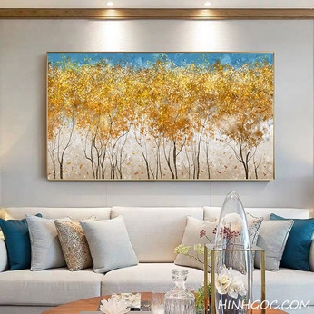 Abstract gold leaf forest oil painting file - OP23475418