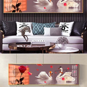 Swan Flower Rose Petal Decorative Painting