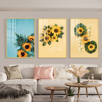 FIle painting set of 3 sunflowers - HG3013