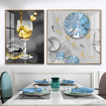 Set of 2 Modern Abstract Art Files for Dining Room - HQ-495