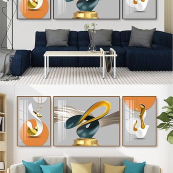 Abstract three-dimensional geometric triple decorative painting