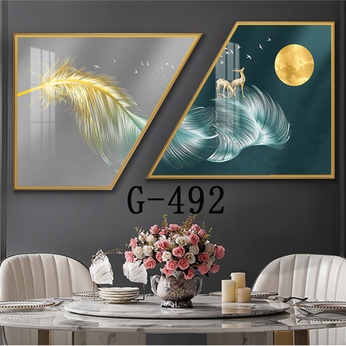 Picture file set of 2 abstract modern dining room - G-492