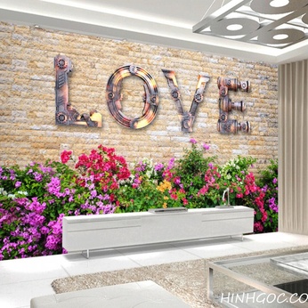 LOVE brick and confetti mural file - DT003