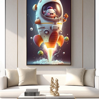 Creative Rocket Kids Q Edition Space Astronaut Decorative Painting