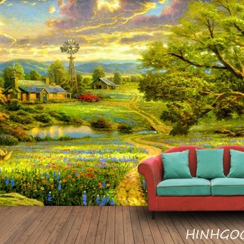 Oil Painting Landscape Art File làng quê Châu Âu - PC0009