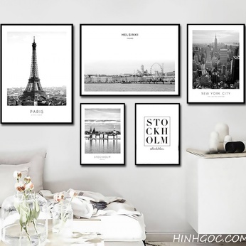 Painting file set of 5 European architectural landscapes - HG529