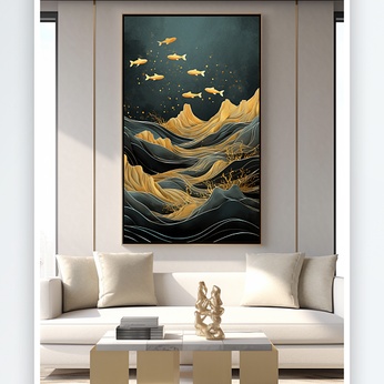 Light luxury year after year with surplus carp Koi interior decoration painting