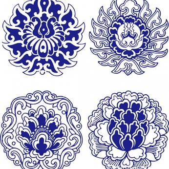 Free download 52 traditional blue and white porcelain pattern vector files - F109