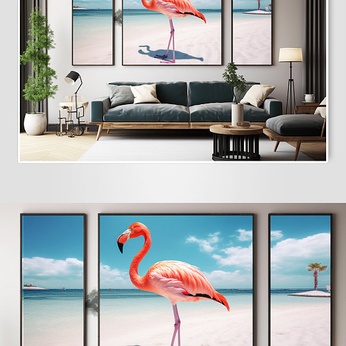 Simple fashion flamingo animal ins wind combination decorative painting