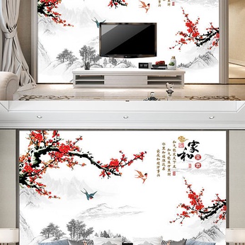 Home Nave TV Background Wall Plum Blossom Decorative Painting