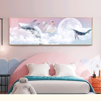 The file of whale paintings in the middle of the universe decorating the baby room - H-338