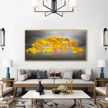 Yellow tree painting file OF fortune - TQ0005