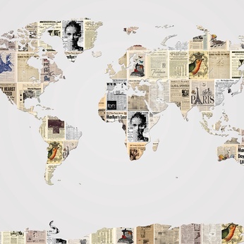 File of World Map in Newspaper Style - DT040