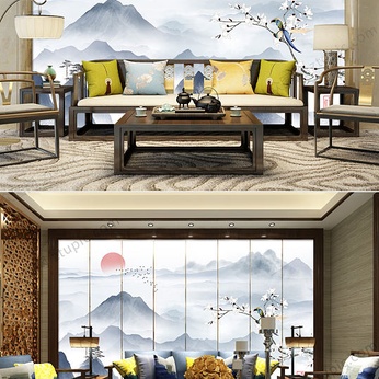 Mindset Chinese style landscape background wall