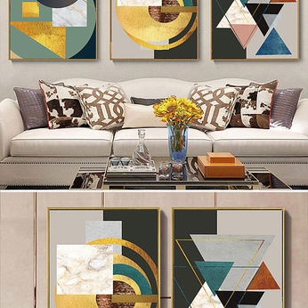 Lightweight Geometric Gold Foil Line Decorative Painting