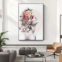 Flower head woman art digital print download - CD123