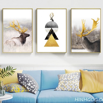 Deer painting file combined with abstract geometry - HG3015