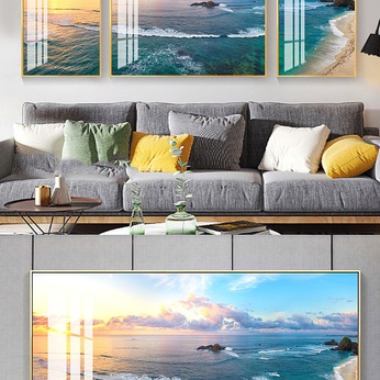 Triple Decorative Painting of the Sea Landscape