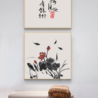 New Chinese Zen Ink Lotus annual extra decorative painting